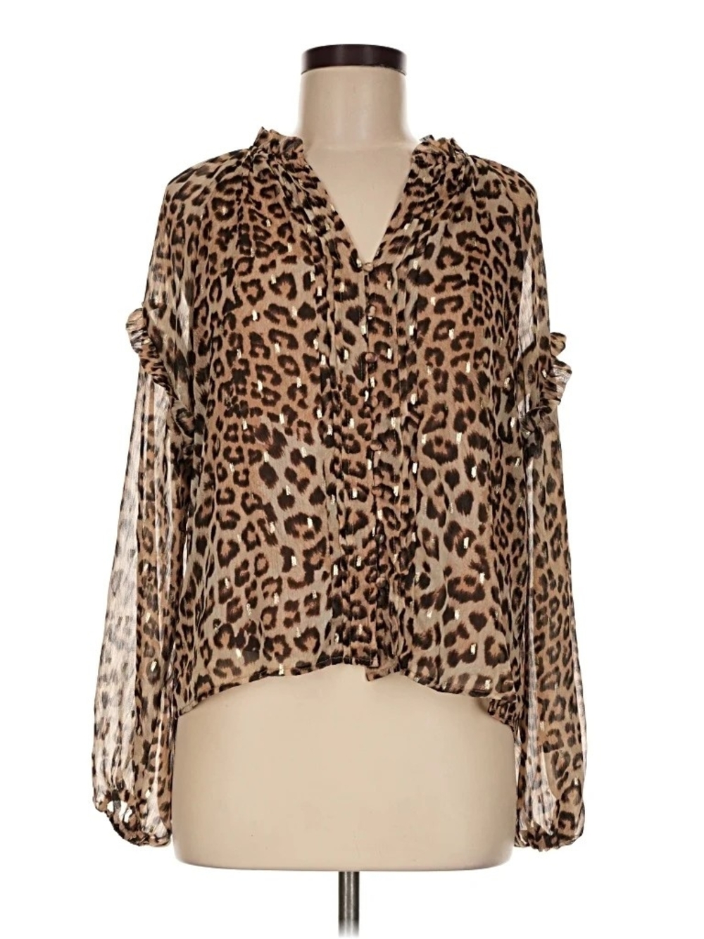 💫 HAVER + BLAIR LONDON Leopard Print Button-Front Blouse - Size Large